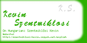 kevin szentmiklosi business card