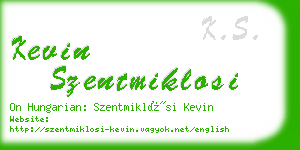 kevin szentmiklosi business card